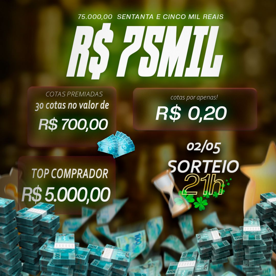 0,20 centavos para 75mil Reais