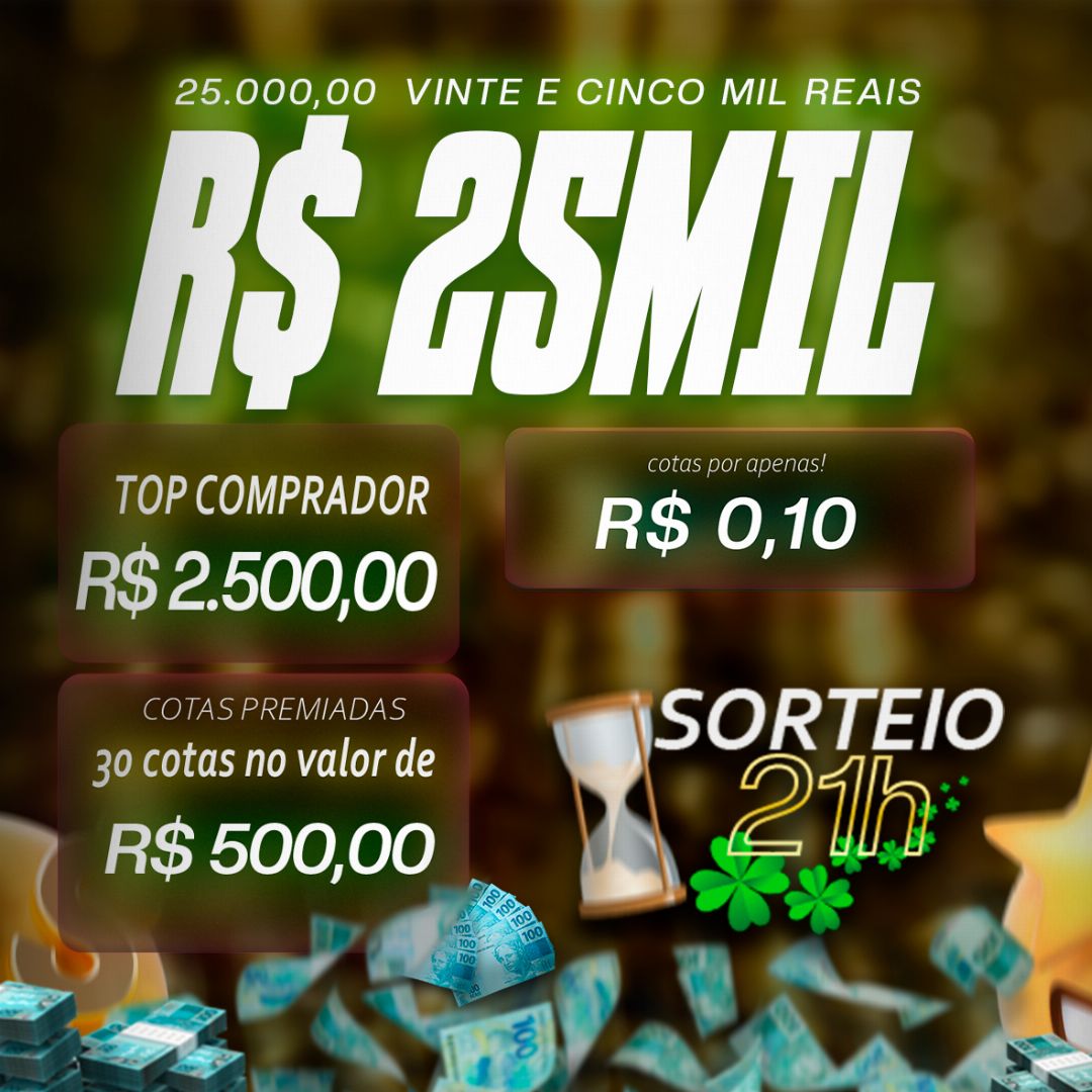 0,10 centavos para 25mil Reais🫡💵