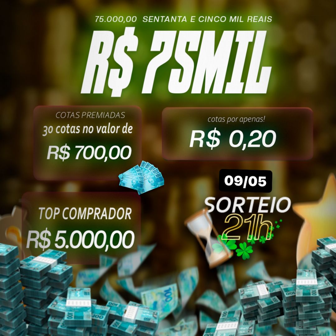 0,20 centavos para 75mil Reais✅